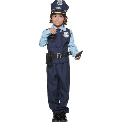 Reneecho Police Officer Costume Kid Halloween Costume For Child Boys Military Policeman Uniform Set
