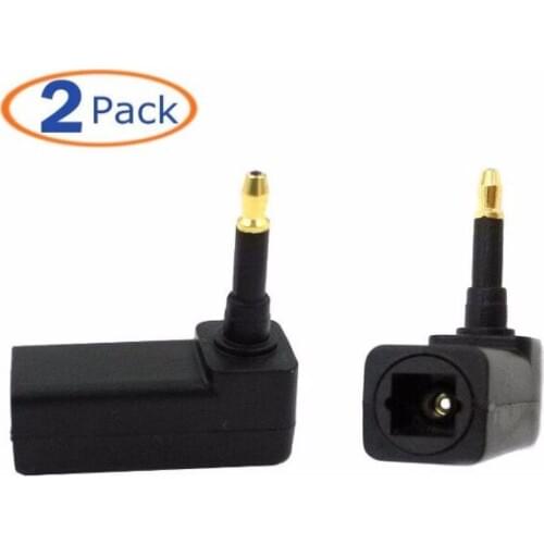 LBSC 2-Pack Digital Fiber Optic Toslink Right Angle 90 Degree Female to 3.5 mm Mini Male Optical Audio Connector Adapter