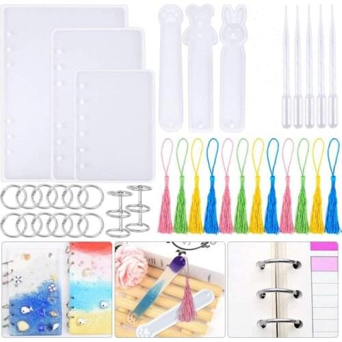 Resin Casting Moulds for Notebook Cover A5 A6 A7 Bookmarks Mould with Book Rings for DIY Resin Notebook Cover and Bookmarks