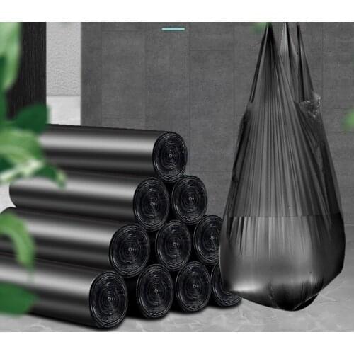 Garbage bags household portable thickened affordable kitchen black vest type large garbage bucket plastic bags