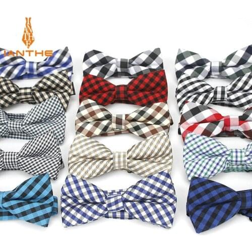 2018 Brand New Mens Fashion Vintage Colorful Plaid Neck Bowtie For Man Wedding Suits Bow Ties Cravatas Corbatas Check Butterfly