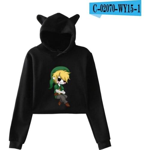 Creative Novelty Funny cat ears Hoodie Sexy popular unique horror atmosphere of black humor creepypasta oversize Women Hooded