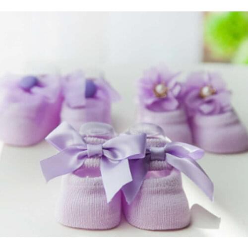 Baby Girls Toddlers Socks Baby Girls Bowknots Socks Lace Flower Bow Slip Baby Floor Sock 3pair/bag