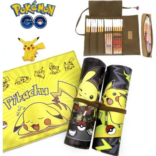 New Pokemon Pikachu Anime Student PU Leather Pencil Case Men and Women Cartoon Large-capacity Pencil Case Creative Pencil Case