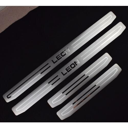 New LEON Car Door Sill Protective Cover Stainless Steel Door Sills Scuff Plate for SEAT LEON 2014-2018