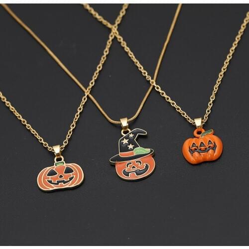 Gift skull Halloween Stars Magic Hat Pumpkin Ghost Pendant chain Necklace clown mask Horror Movie Festival Logo Necklace Jewelry