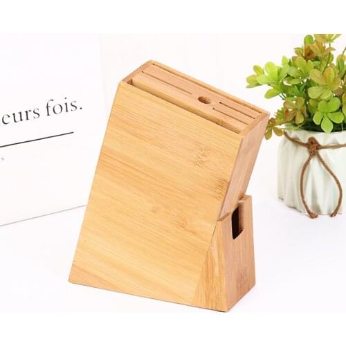 Bamboo Wood Knife/Scissors Holder 7Slots Storage Shelf Eco-Friendly Kitchen Knife Stand Chef Knife Block Kitchen Organizer Tool