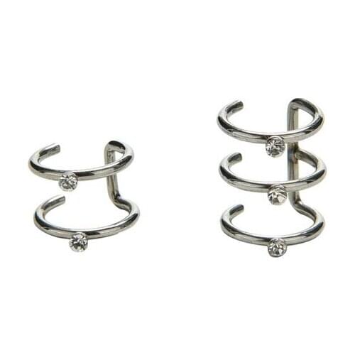 Simple Fashion Stainless Steel Double and Triple Hoop Ear Tragus Cartilage Clip On Earring Jewelry For Women
