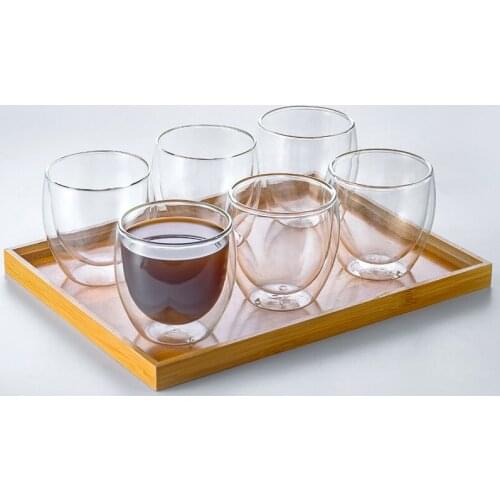 Transparent Simple Glass Cup Insulated Thickened Round Double Wall Glass Cup Tea Coffee Drinking Glasses Tazas Cups BN50GC