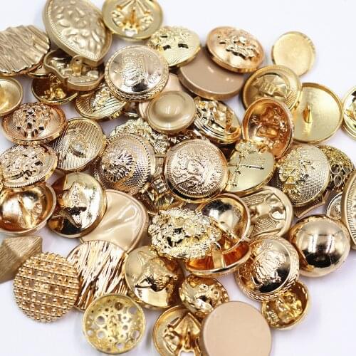 Gold Color Metal Buttons mix any style Sweater Coat Decoration Buttons Accessories DIY 50Pcs/Lot JS-mix001