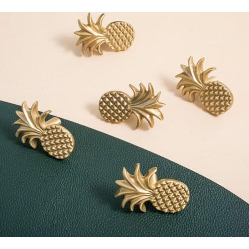 Pineapple handle wardrobe door knobs bucket cabinet handles light luxury American gold handles for furniture