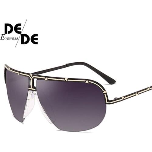 DesolDelos Semi-rimless Oversized Sunglasses Men Metal Frame Big Sun Glasses for Driving UV400 Brand Designer gafas de sol