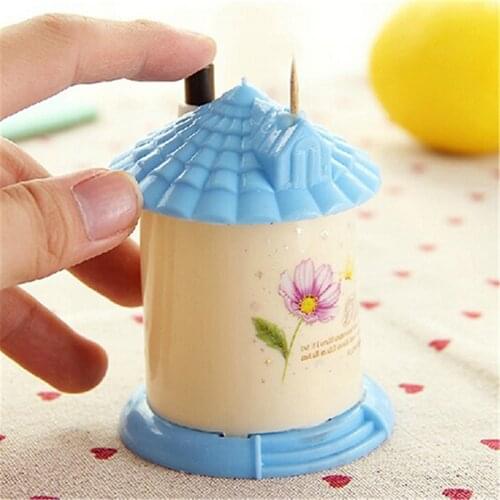 3 Colors Lovely Creative House Shaped Automatic Toothpick Holder Pocket Small Toothpick Box 7M8C Drop Shipping