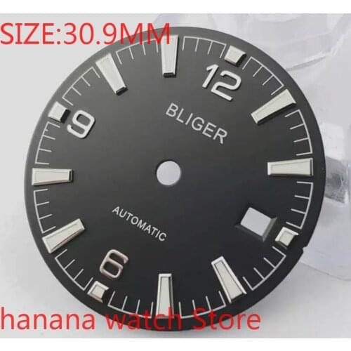 30.9mm advanced watch accessories black dial mens watch night dial, suitable for Eta 2824/2836 Miyota 8215/8205/821a MH35 36
