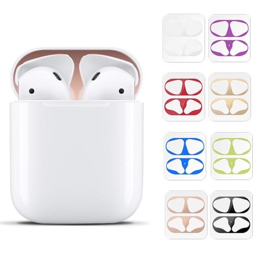 Vococal Plating Metal Protective Dustproof Stickers Guards for Apple Airpods 1st 2nd Generation Air pods Wired Charging Case