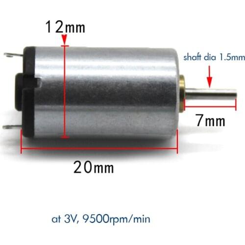 1220 High Speed Motor DC 3V 9500rpm Mute Micro Motor for DIY Small Fans, Small Wind Turbines Productions Shaft Diameter 1.5mm