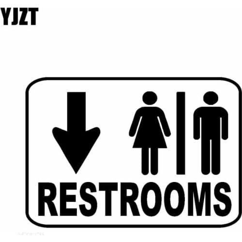 YJZT 14.8CM*10.2CM RESTROOM Sign Male Female Down Arrow Safety Business Sign Vinyl Decal Car Sticker Black Silver C10-02226
