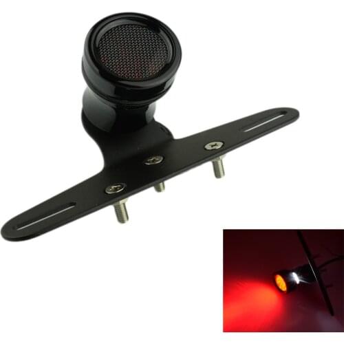 Black Motorcycle 12V LED Taillight Mesh Grill Tail Lights License Plate Light Rear Brake Lamp For Harley Cafe Racer Scrambler