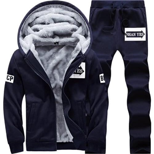Plus Size M~8XL Brand Clothing Winter Mens Set Hoodie+Pants Sport Suit Casual Tracksuit Male Sweatshirt Sweat Suits Plus Velvet
