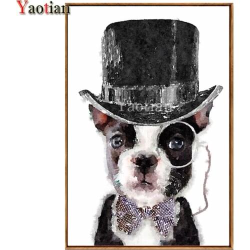 DIY 5D Full Diamond Embroidery Cool Gentleman Dog Diamond Painting Mosaic Cross Stitch Kits square diamond round