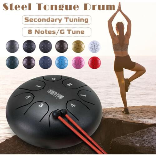 Tongue Drum 6 Inch Steel Tongue Drum 8 Tune Hand Pan Drum Tank With Drumsticks Carrying Bag Percussion Instruments Accessories