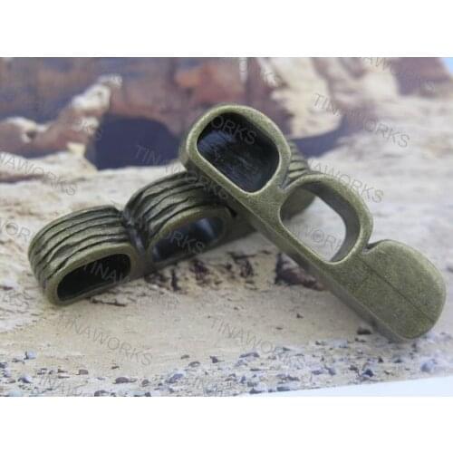 FREE SHIPPING 20pcs Antique Brass Double End Cap/Closure for Licorice Leather Bracelet 11.2x7.2mm--PAT112AB