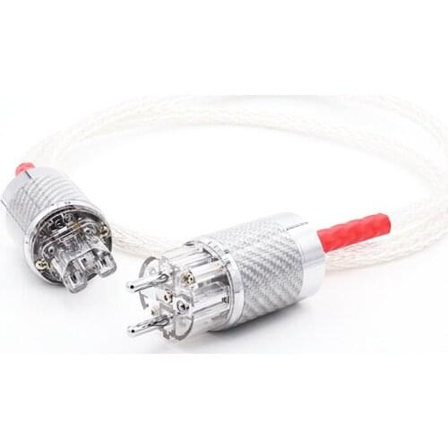 Free shipping one piece Hi End 8ag 8core Twist Silver plated OCC Power Cable Carbon fiber EU Power cable