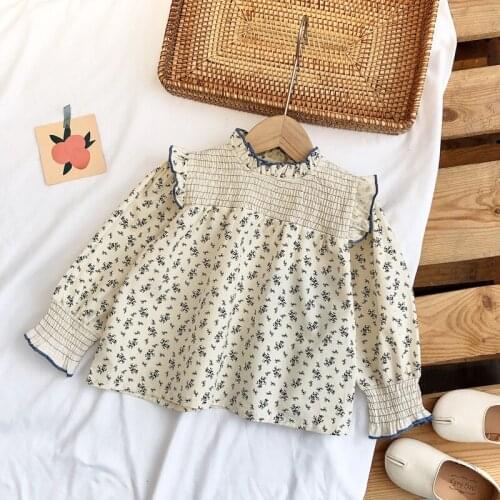 Girls Blouse New Spring Baby Kids Floral Shirts Infant Clothing Cotton Ruffles Shirt Toddler Sweet Clothes for Kids 18M-10 Years