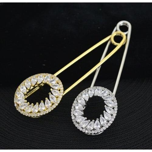 Large Safe Pin Brooches Zircons Charm Cardigan Scarf Costume Ornaments Jewellry Accessory Bar Lapel Pins Brooch