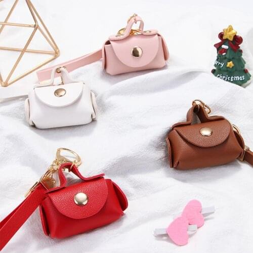 2021 Cute Kawaii Mini Bag Keychain Creative Keyring Women Car Purse Pendant Keychains Gift PU Leather Small Handbag Coin Purses