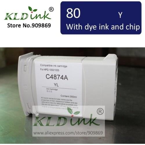 [KLD Ink] Compatible 80 C4848A YELLOW Dye ink cartridge for Designjet 1050 1055 printer