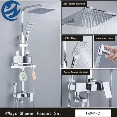 Black Rain Shower Faucet Set Wall Mounted Bathroom Shower Mixer Crane Bidet Faucet 3&4Ways Hand Shower Spray Faucet Shower Set
