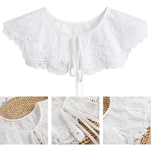 Floral Embroidery Lace Brim False Shirt Dress Collar Fashionable Decorative Faux Collar Sweet Detachable Collar