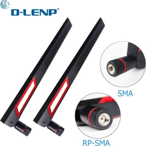 Dlenp 2pcs 2.4G 5G 5.8G wifi Antenna Dual Band 12dBi Antenna Router Antenna SMA Male (pin)/ RP-SMA Male(hole)