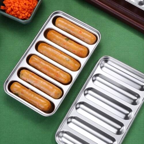 DIY Kitchen Sausage Maker Mould 6 Grids Silicone Ham Hot Dog Making Mould Household Sausages Cake Baking Gadget Tools Molds