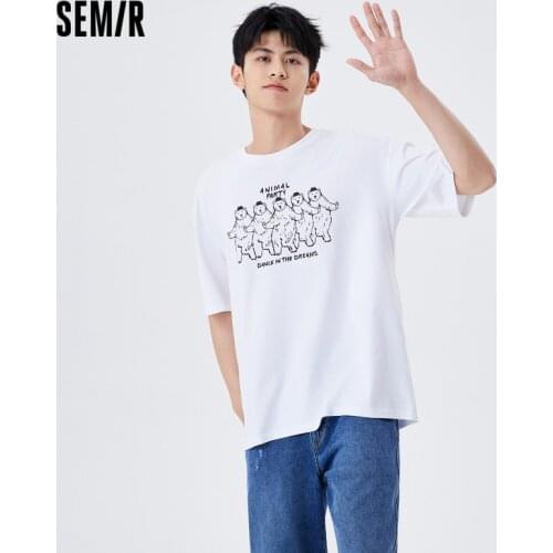 SEMIR T-Shirts Men 2021 Summer New Creative Bear Pattern T Shirt Boys Korean Trend Ins T Shirts