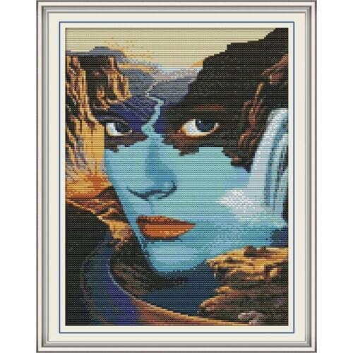 Beauty and lake painting counted printed on the canvas 11CT 14CT DIY kits Chinese Cross Stitch embroidery needlework Sets