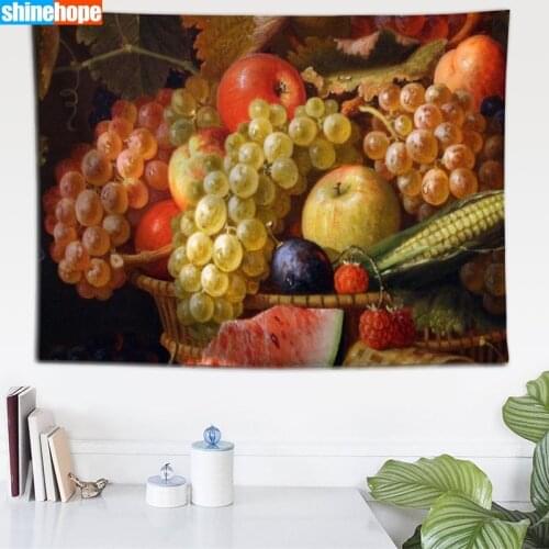 Oil Painting Art Tapestry Fruit Wall Tapestry Wall Hanging Blanket Bedroom Decor Boho Decor Home Decoration