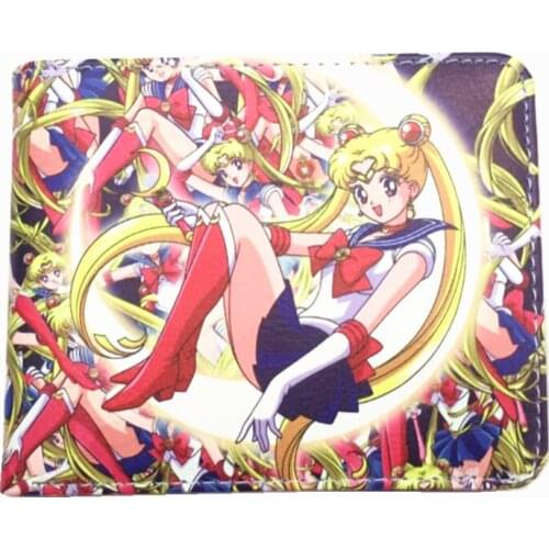 Japanese Anime Cartoon Sailor Crystal Wallet Short Purse With Coin Pocket Card Holder MSN