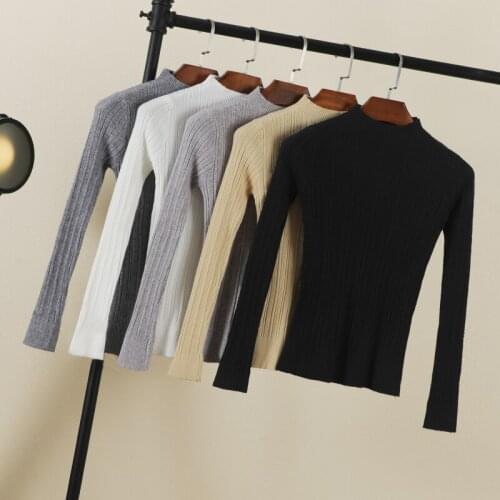 2021 korean style long sleeve top sweaters for women fashion tops clothing sweaters brown black white pullovers knitted blouses