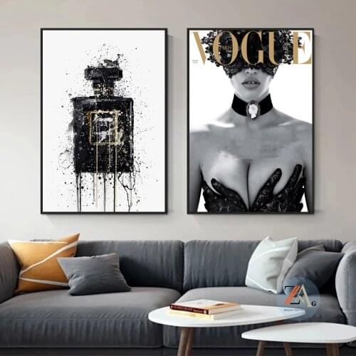 Fashion beauty with perfume bottle oil painting posters and prints wall art painting living room bedroom decorative painting