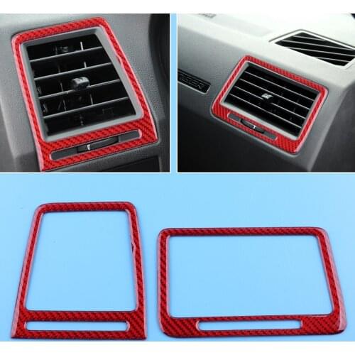 2Pcs Carbon Fiber Red Dashboard Air Vent Outlet Cover Trim Fit for Dodge Challenger 2008 2009 2010 2011 2012 2013 2014 LHD Only