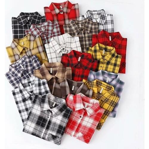 Luck A Fashion Women Chic Oversized Plaid Blouse Long Sleeve Female Casual Print Shirts Stylish Cotton Tops Blusas