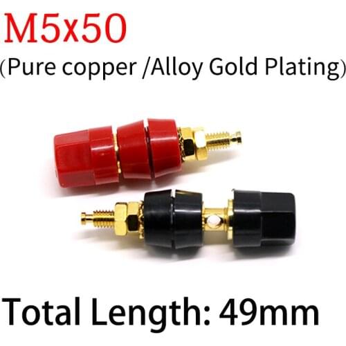 M5x50 4mm Wire Binding Post Copper Banana Socket Plugs Power Amplifier Speaker Terminal Cable Splice Jack Nut Single Connector