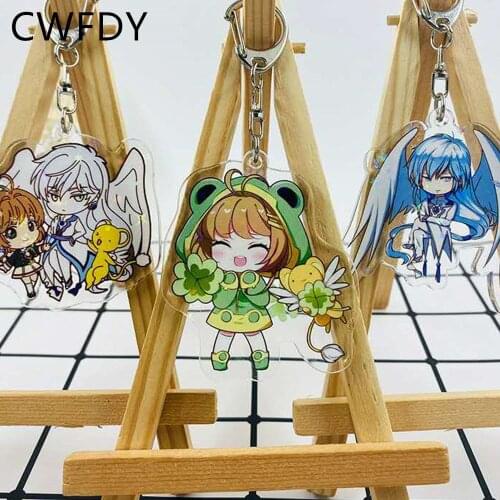 CWFDY Japan Anime Sailor Moon Keychain Cosplay Card Captor Sakura Keyring PVC Girls Halloween Props Kinomoto Sakura Chaveio