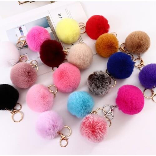 Fashion Colorful Keychain Plush Round Keychain Cute Women Keychains for Backpacks Childrens New Year Gifts Key Chain Plush Toys