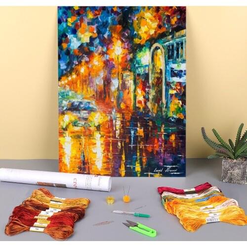 Washed Night Printed Canvas 11CT Cross Stitch Complete Kit DIY Embroidery DMC Threads Handicraft Needlework Craft Counted