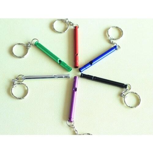 Lot Of 12 Safety Survival kit Emergency Whistle Key Chain Aluminum Alloy Metal Camping Tools- Free Shipping