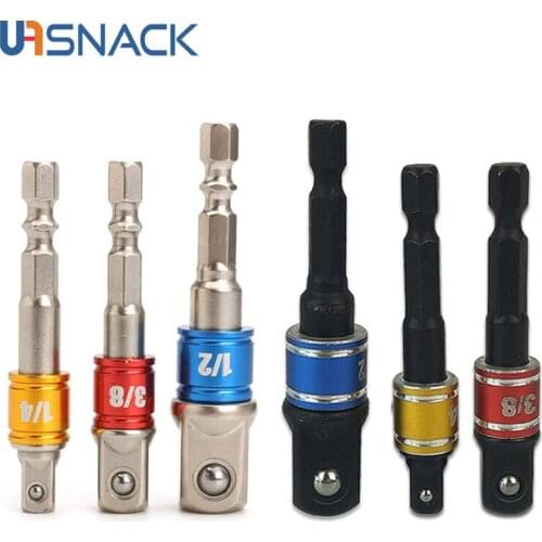 1/4" 3/8" 1/2 Shank Drill Socket Adapter Bit Set for Impact Driver with Hex Shank To Square Socket Drill Bits Bar Extension Sets