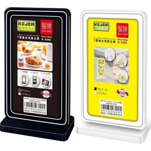 A6 Desktop Plastic Sign Holder Display Stand Restaurants Offices Shops T-Shaped Menu Paper Card Sign Holder